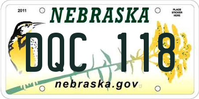 NE license plate DQC118