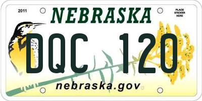 NE license plate DQC120