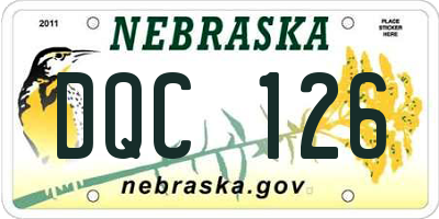 NE license plate DQC126