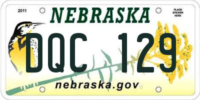 NE license plate DQC129