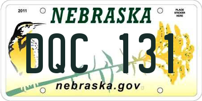 NE license plate DQC131