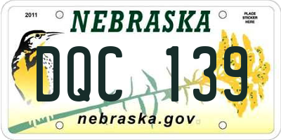 NE license plate DQC139