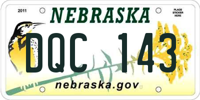 NE license plate DQC143