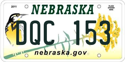 NE license plate DQC153