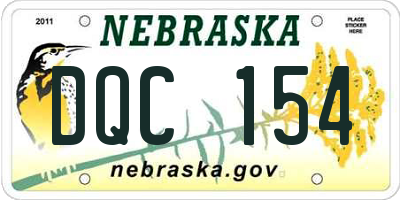 NE license plate DQC154