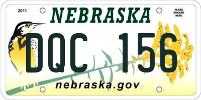 NE license plate DQC156