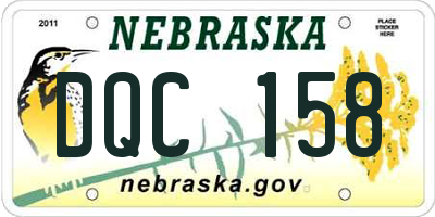 NE license plate DQC158