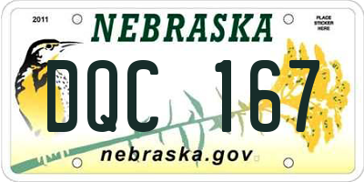 NE license plate DQC167