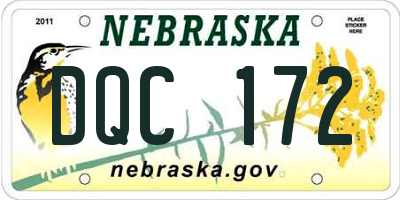 NE license plate DQC172