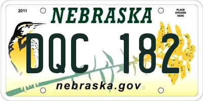 NE license plate DQC182