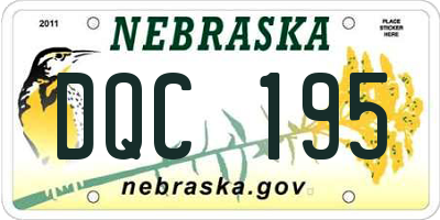 NE license plate DQC195