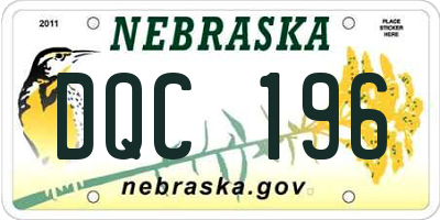 NE license plate DQC196