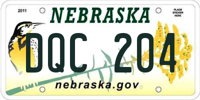 NE license plate DQC204