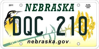 NE license plate DQC210