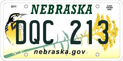 NE license plate DQC213