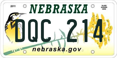NE license plate DQC214