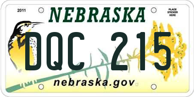 NE license plate DQC215