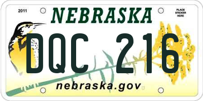 NE license plate DQC216