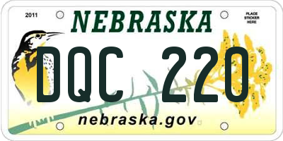 NE license plate DQC220