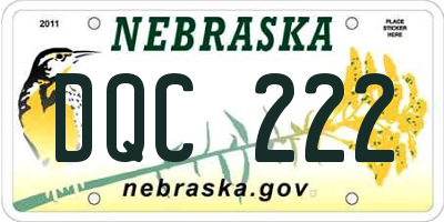 NE license plate DQC222