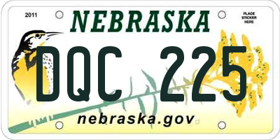 NE license plate DQC225