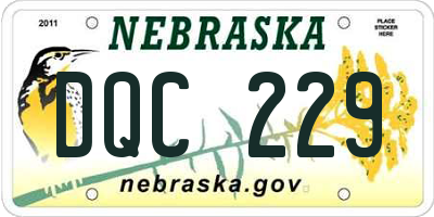 NE license plate DQC229