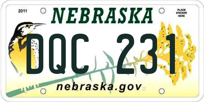 NE license plate DQC231
