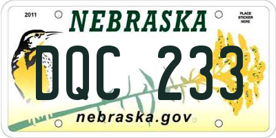 NE license plate DQC233