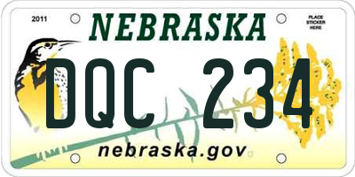 NE license plate DQC234