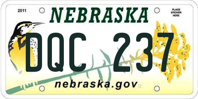 NE license plate DQC237