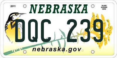 NE license plate DQC239