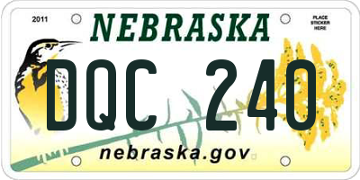 NE license plate DQC240