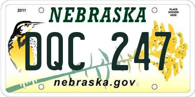 NE license plate DQC247