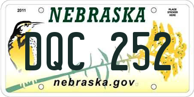 NE license plate DQC252