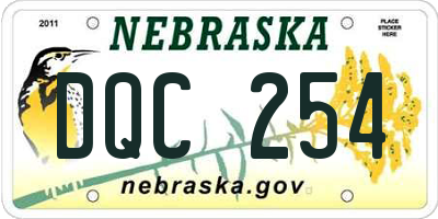NE license plate DQC254