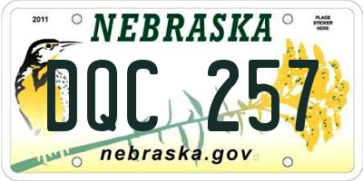 NE license plate DQC257