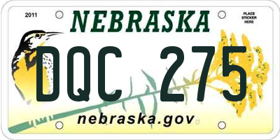 NE license plate DQC275