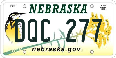 NE license plate DQC277
