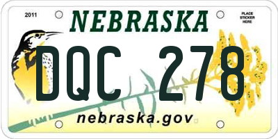 NE license plate DQC278
