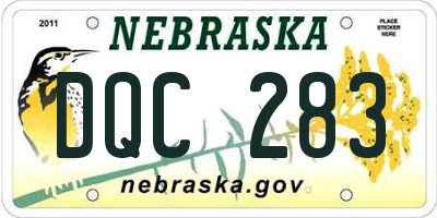 NE license plate DQC283