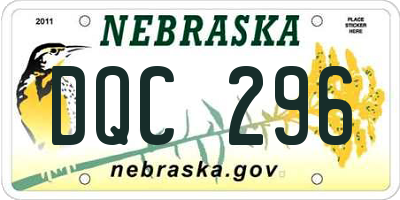 NE license plate DQC296