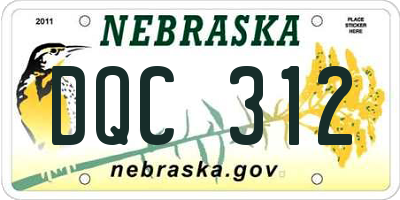 NE license plate DQC312