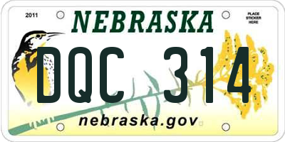 NE license plate DQC314