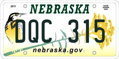 NE license plate DQC315