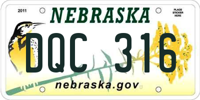 NE license plate DQC316