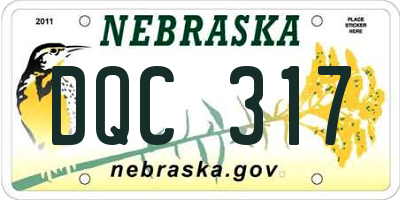 NE license plate DQC317