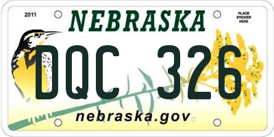 NE license plate DQC326