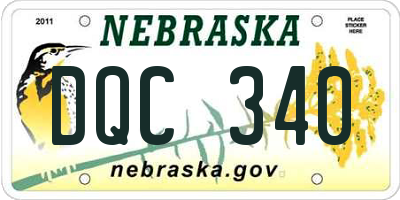 NE license plate DQC340