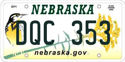 NE license plate DQC353
