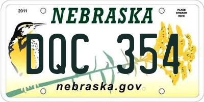 NE license plate DQC354